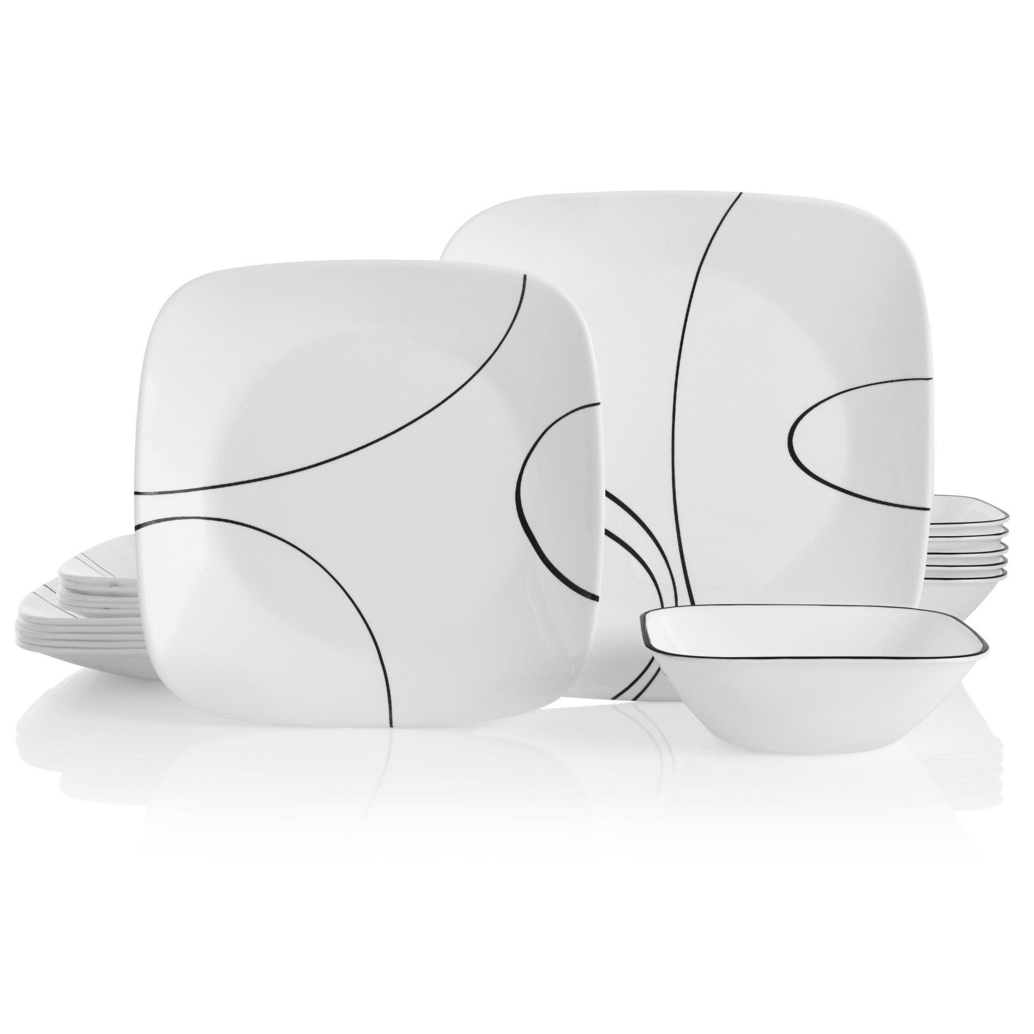 CorelleĀ® Simple Lines 18-piece Dinnerware Set. Service for 6