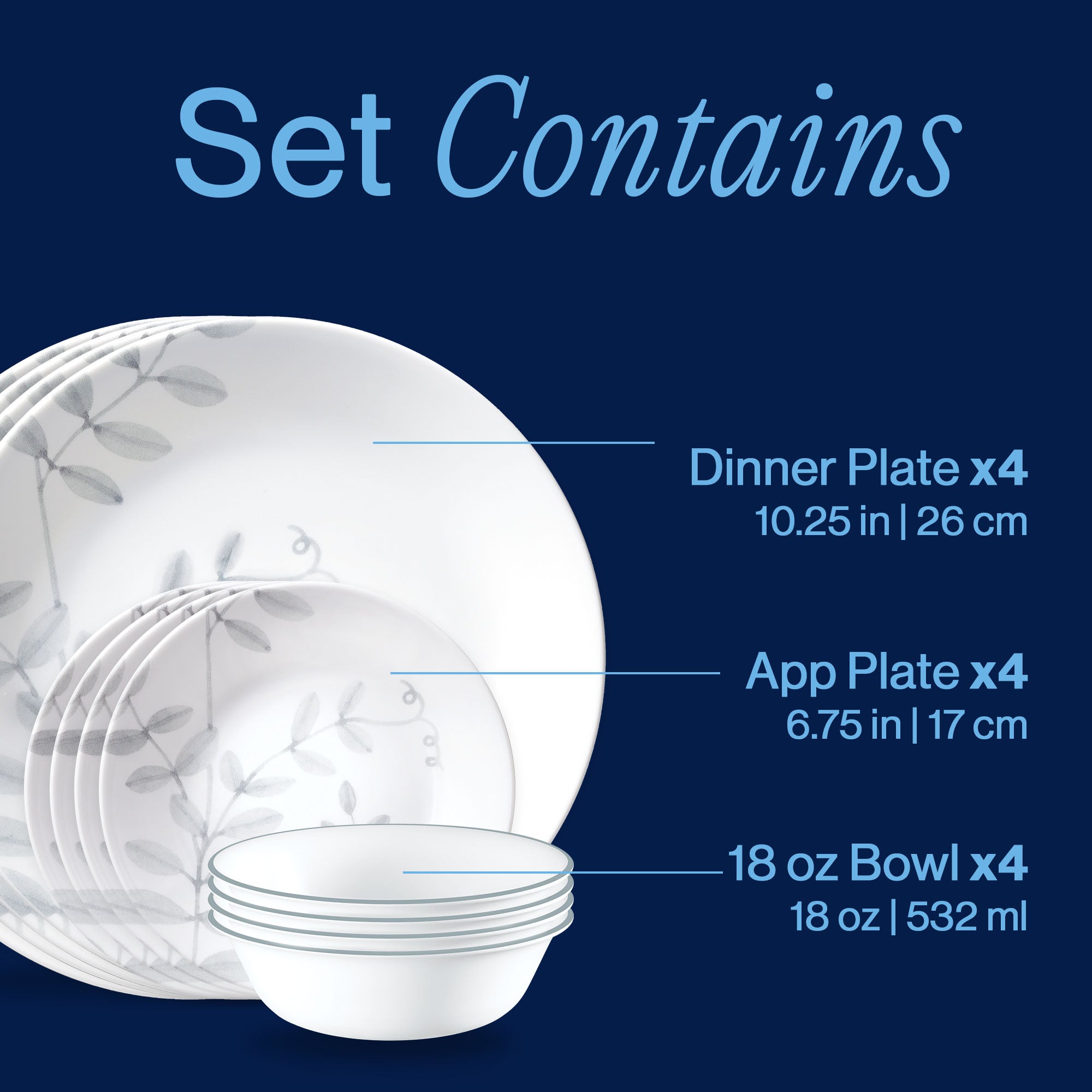 Corelle® Flowing Fern 12-piece Dinnerware Set. Service for 4 - Image 3