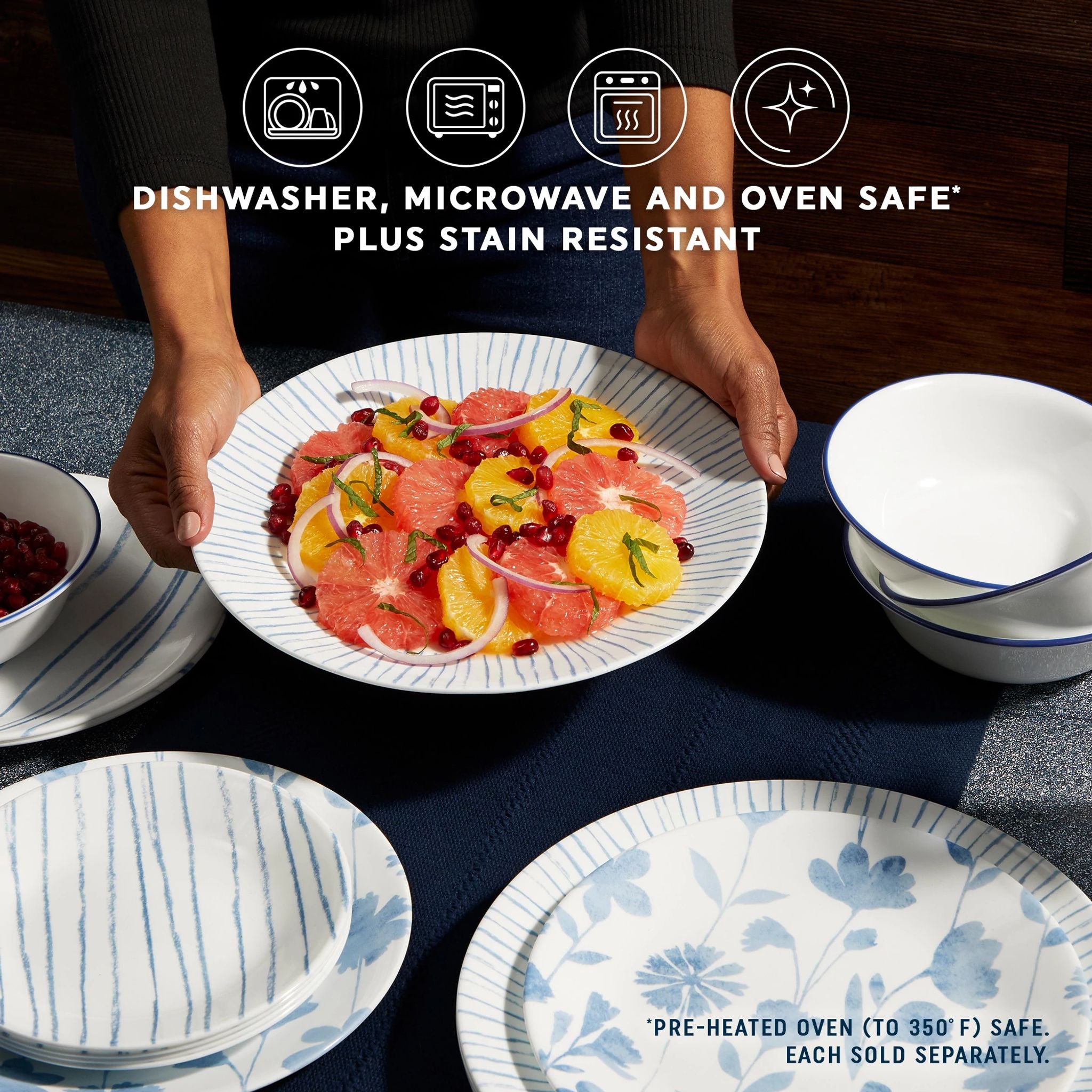 Corelle® Botanical Stripes 8.5 Salad Plates. 6 Pack - Image 4