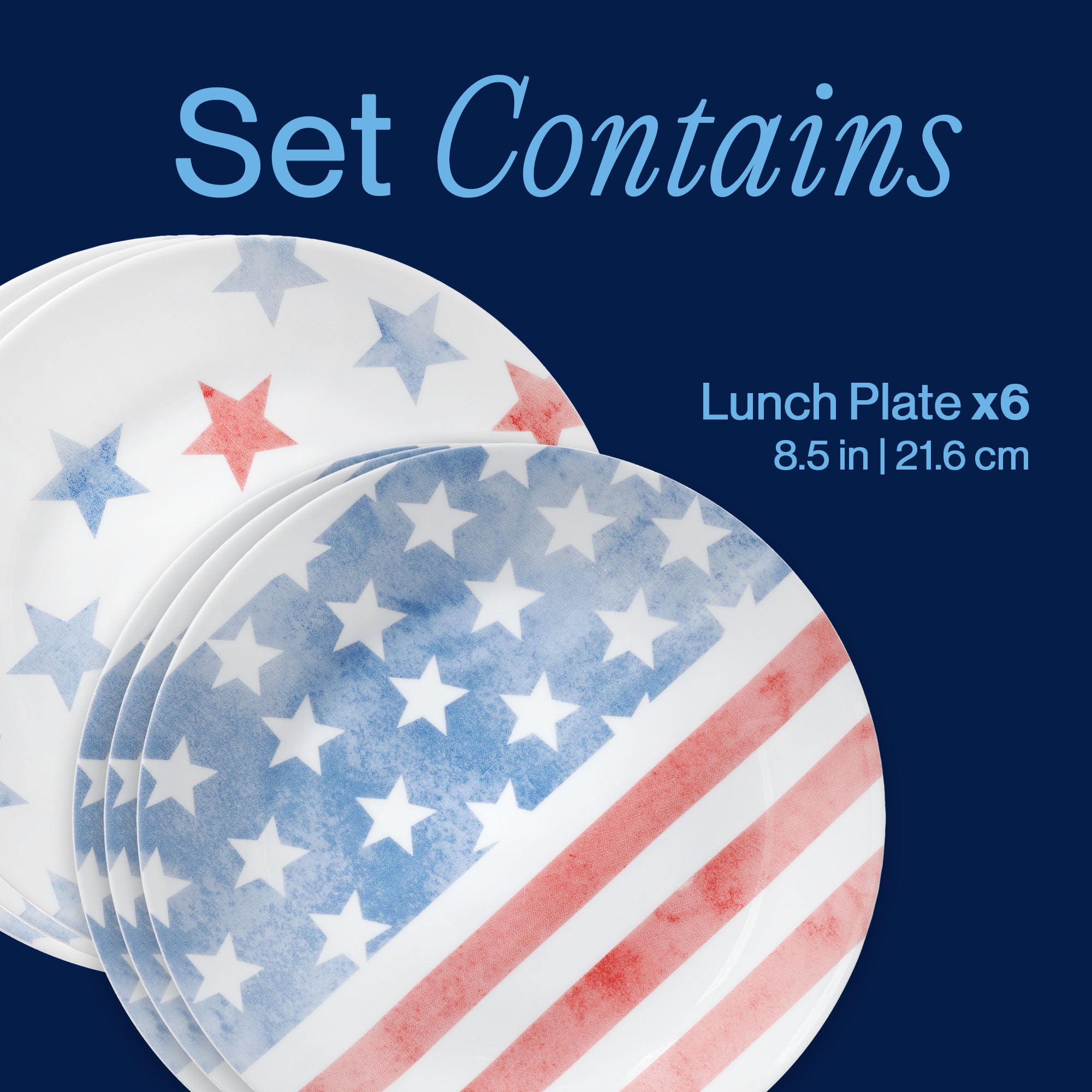 Corelle® Red. White. and Blue 8.5 Lunch Plate. 6-pack - Image 3